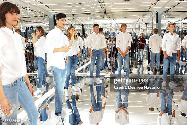 Models pose during the presentation for the House of Gant Presentation Spring 2016 New York Fashion Week on September 10, 2015 in New York City.