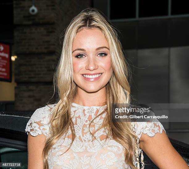 Actress Katrina Bowden is seen arriving during Spring 2016 New York Fashion Week on September 10, 2015 in New York City.