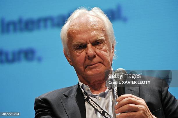 Film's president Director General Jan Mojto attends a debate during the 17th Festival of TV fiction in La Rochelle on September 11, 2015. AFP PHOTO /...