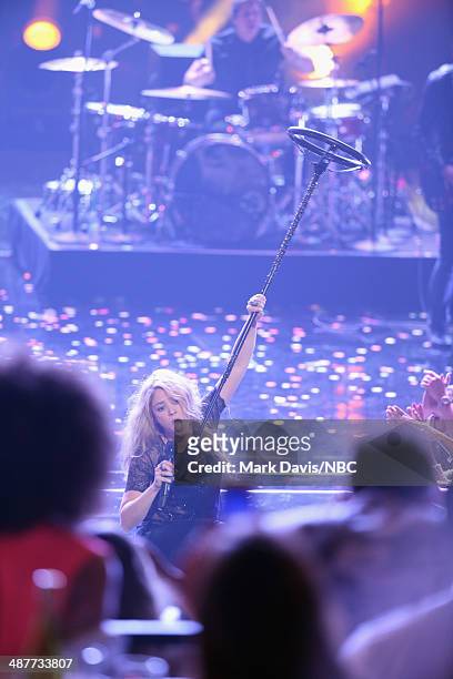 IHEARTRADIO MUSIC AWARDS -- Pictured: Recording artist Shakira performs onstage during the iHeartRadio Music Awards held at the Shrine Auditorium on...