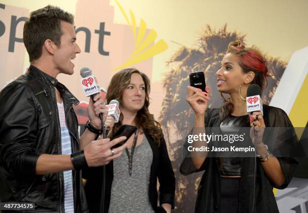 Radio personalities Nathan Fast, Jenn Marino and Nessa backstage at the 2014 iHeartRadio Music Awards held at The Shrine Auditorium on May 1, 2014 in...