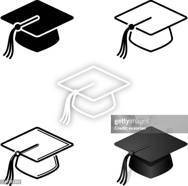 ilustraciones, imágenes clip art, dibujos animados e iconos de stock de conjunto de iconos de graduación - borla