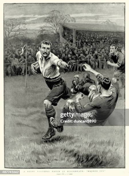 ilustrações de stock, clip art, desenhos animados e ícones de vitoriano rugby jogo de futebol em blackheath, 1897 - rugby union tournament