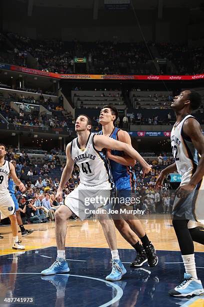 Kosta Koufos of the Memphis Grizzlies waits for the rebound against the Oklahoma City Thunder in Game Six of the Western Conference Quarterfinals...