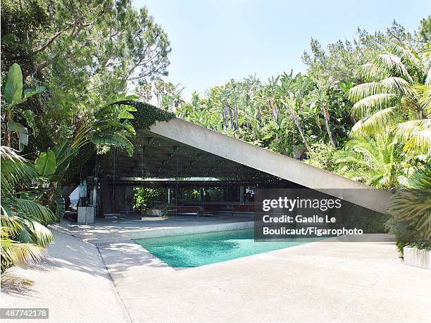 The Sheats Goldstein home designed by John Lautner is photographed for Madame Figaro on August 10, 2010 in Los Angeles, California. The house is...