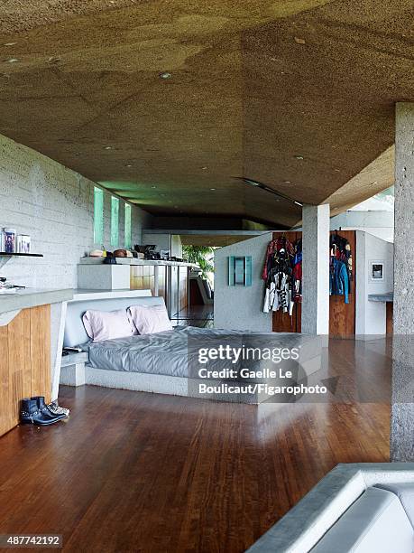 The Sheats Goldstein home designed by John Lautner is photographed for Madame Figaro on August 10, 2010 in Los Angeles, California. The house is...