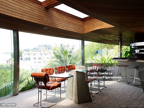 The Sheats Goldstein home designed by John Lautner is photographed for Madame Figaro on August 10, 2010 in Los Angeles, California. The house is...