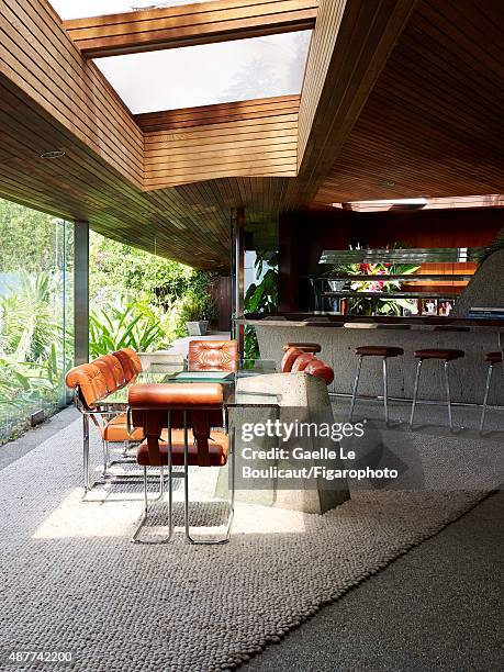 The Sheats Goldstein home designed by John Lautner is photographed for Madame Figaro on August 10, 2010 in Los Angeles, California. The house is...