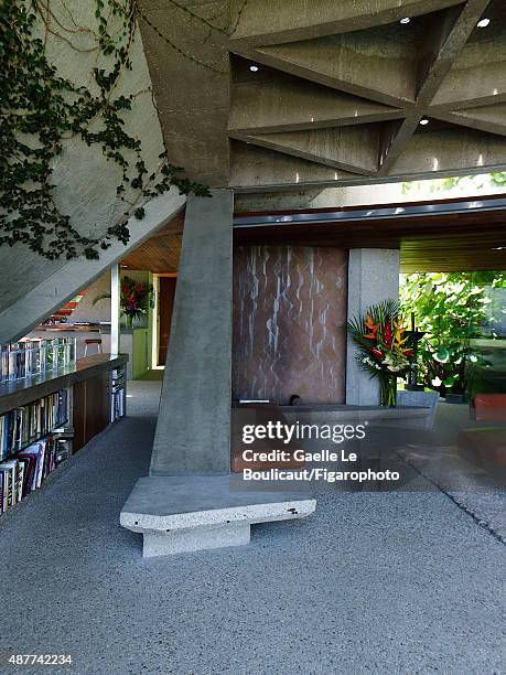 The Sheats Goldstein home designed by John Lautner is photographed for Madame Figaro on August 10, 2010 in Los Angeles, California. The house is...