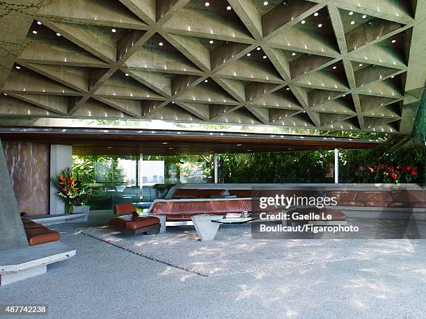 The Sheats Goldstein home designed by John Lautner is photographed for Madame Figaro on August 10, 2010 in Los Angeles, California. The house is...