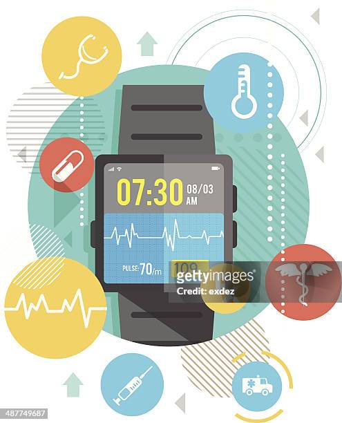 healthcare in smart watch - medical symbol stock illustrations