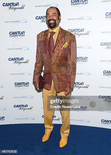 Basketball player Walt Frazier attends the annual Charity Day hosted by Cantor Fitzgerald and BGC at Cantor Fitzgerald on September 11, 2015 in New...