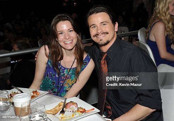 Carly Ritter and her brother actor Jason Ritter in the audience at the 2014 iHeartRadio Music Awards held at The Shrine Auditorium on May 1, 2014 in...