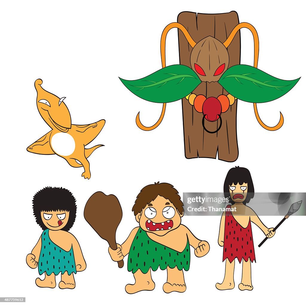 Stone Age People Cartoon Vector Illustration High-Res Vector Graphic -  Getty Images