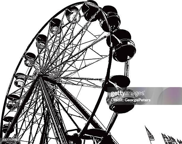 ilustraciones, imágenes clip art, dibujos animados e iconos de stock de ferris wheel de trazado - noria