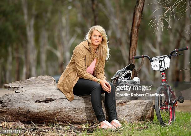 Australian BMX rider Lauren Reynolds poses during a portrait session during the Australian BMX Championships on May 2, 2014 in Shepparton, Australia.