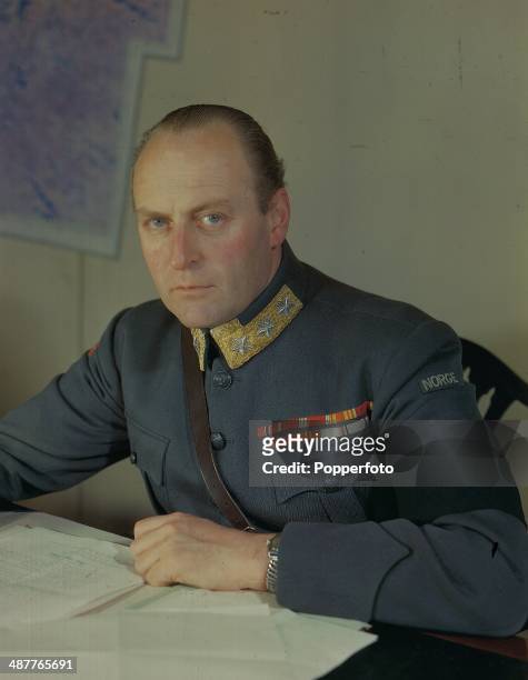 Crown Prince Olaf as Chief of the Norwegian Army, later King Olaf V of Norway, during World War Two, May 1945.