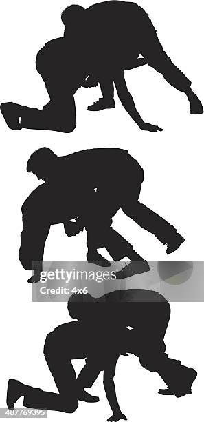 friends wrestling - friendly rivalry stock illustrations