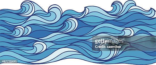 illustrazioni stock, clip art, cartoni animati e icone di tendenza di onde dell'oceano - onda