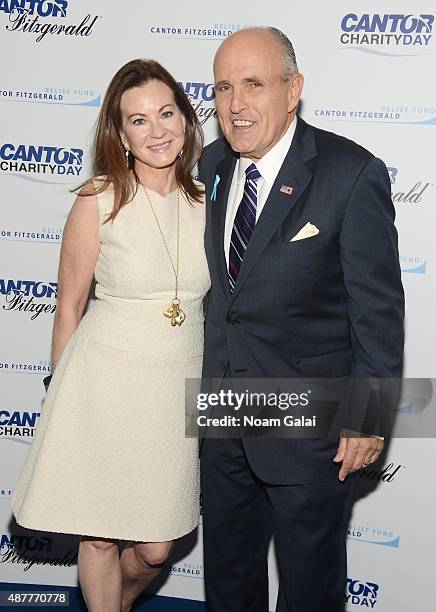 Judith Giuliani and former Mayor of New York City Rudy Giuliani attend the annual Charity Day hosted by Cantor Fitzgerald and BGC at Cantor...