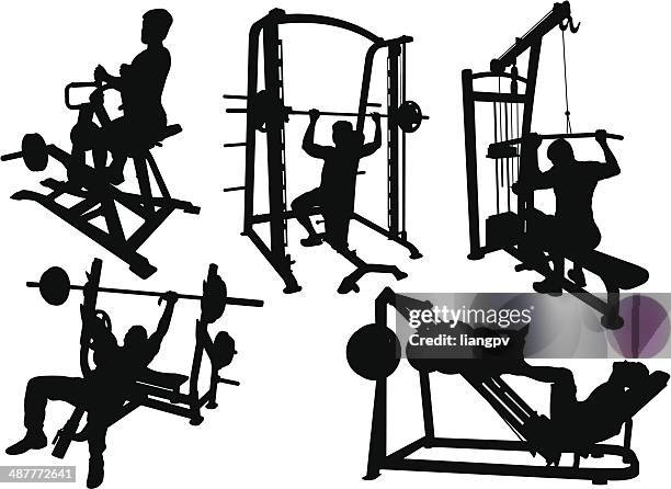 gym workout - bench press stock illustrations