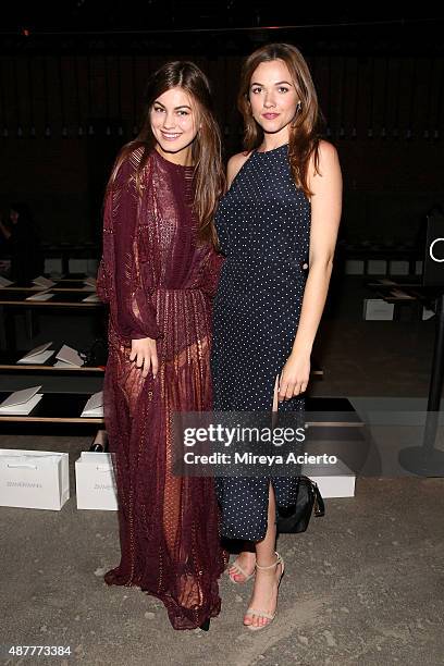 Actors Charlotte Best and Demi Harman attend the Zimmermann fashion show during Spring 2016 New York Fashion Week at Art Beam on September 11, 2015...