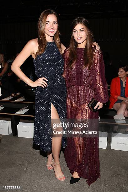 Actors Demi Harman and Charlotte Best attend the Zimmermann fashion show during Spring 2016 New York Fashion Week at Art Beam on September 11, 2015...