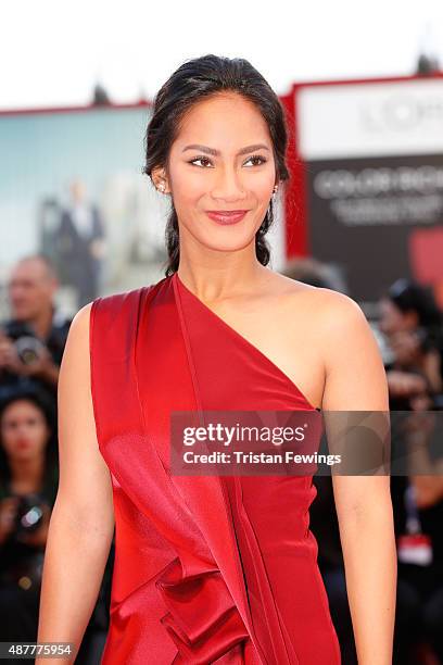 Actress Tara Basro attends a premiere for 'A Copy Of My Mind' during the 72nd Venice Film Festival at Sala Darsena on September 11, 2015 in Venice,...