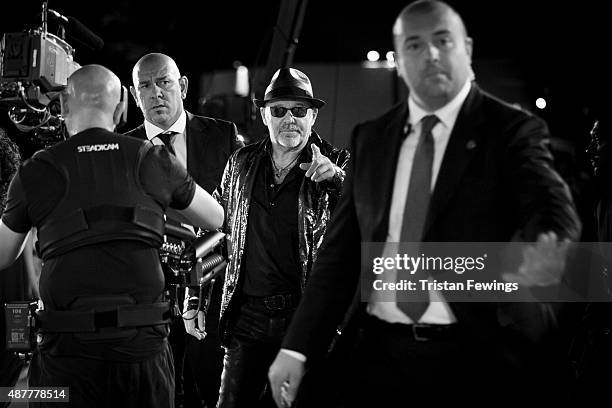 An alternative view of Vasco Rossi as he attends a premiere for 'Il Decalogo Di Vasco' during the 72nd Venice Film Festival at Sala Grande on...