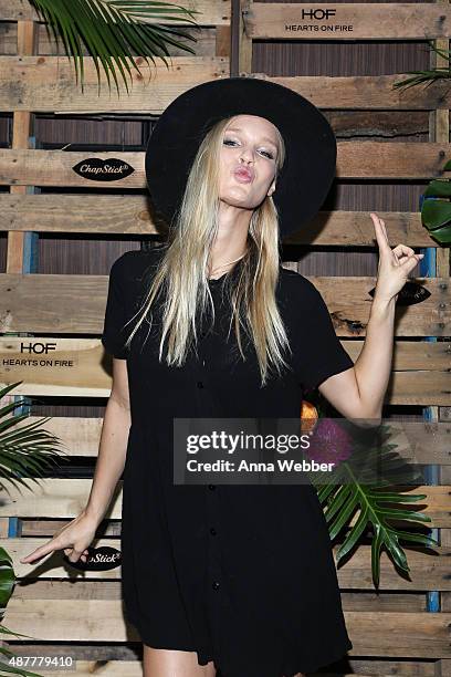 Model Joy Corrigan arrives to Hearts On Fire x ChapStick Blogger Brunch At Fashion Week at Hotel on Rivington on September 11, 2015 in New York City.