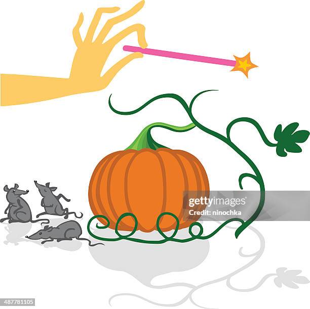 magic pumpkin - cute mouse vector stock illustrations