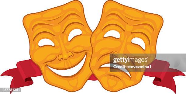 glücklich und traurig theater masken - theatermaske stock-grafiken, -clipart, -cartoons und -symbole
