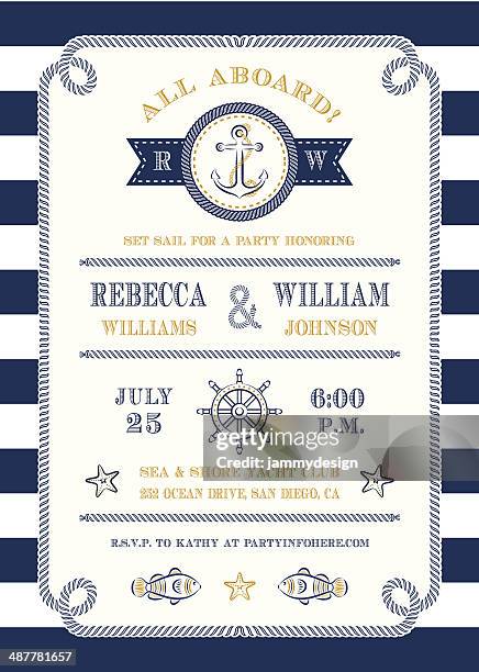 bildbanksillustrationer, clip art samt tecknat material och ikoner med nautical themed invitation - båtar och fartyg