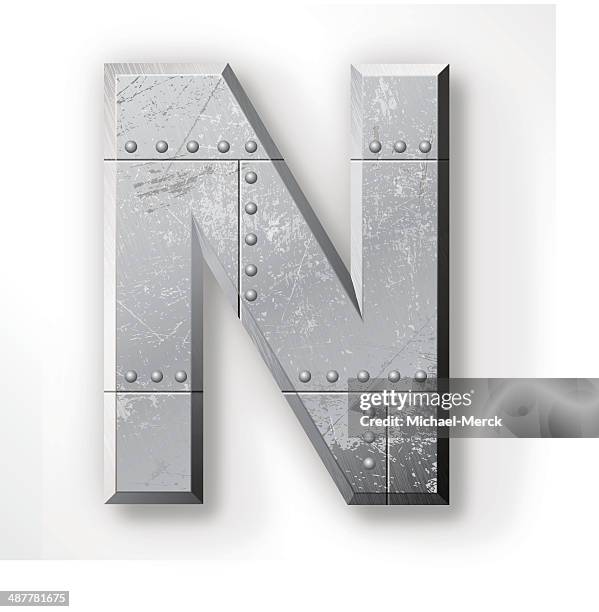 metal letter n - letter n stock illustrations