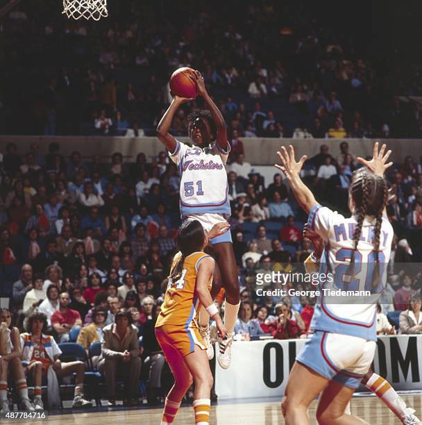 Final Four: Louisiana Tech Janice Lawrence in action vs Tennessee at the Norfolk Scope. Norfolk, VA 3/26/1982 CREDIT: George Tiedemann