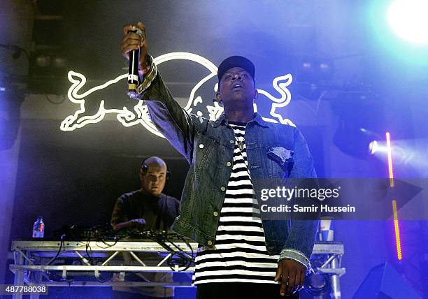 Skepta performs during the Red Bull Studios Future Underground third night at Collins Music Hall on September 11, 2015 in London, England.