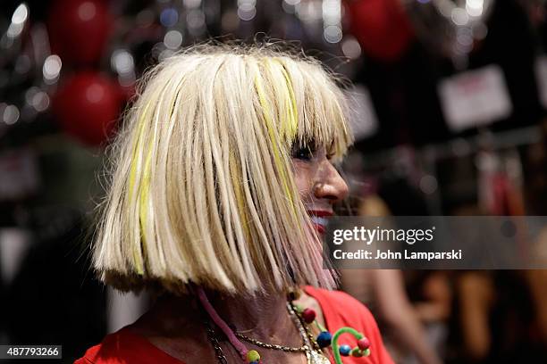 Designer Betsey Johnson attends Betsey Johnson Spring 2016 New York Fashion Week at The Arc, Skylight at Moynihan Station on September 11, 2015 in...