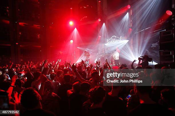 Skepta performs during the Red Bull Studios Future Underground third night at Collins Music Hall on September 11, 2015 in London, England.