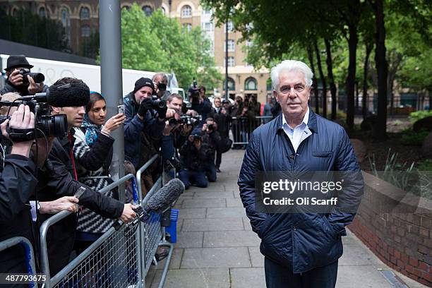 Publicist Max Clifford arrives to be sentenced at Southwark Crown Court on May 2, 2014 in London, England. Mr Clifford has been found guilty of eight...