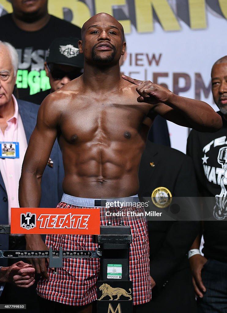 Floyd Mayweather Jr. v Andre Berto - Weigh-in