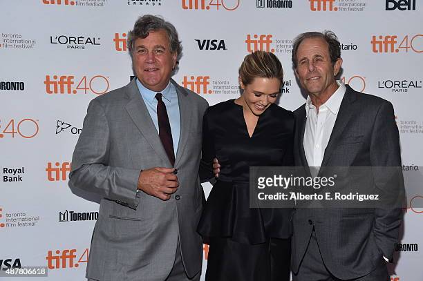 Co-President and Co-Founder of Sony Pictures Classics Tom Bernard, actress Elizabeth Olsen and director/screenwriter Marc Abraham attend the "I Saw...