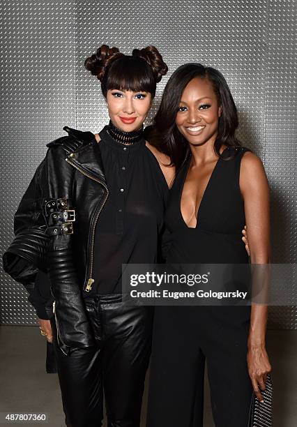 Jackie Cruz and Nichole Galicia attend the Nicole Miller show during Spring 2016 New York Fashion Week at The Gallery, Skylight at Clarkson Sq on...