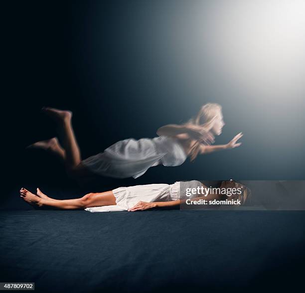 woman having a spiritual experience - dead female bodies stock pictures, royalty-free photos & images