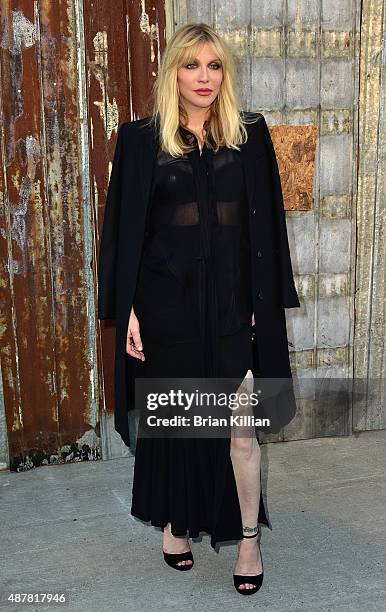 Courtney Love attends the Givenchy show during Spring 2016 New York Fashion Week at Pier 26 on September 11, 2015 in New York City.