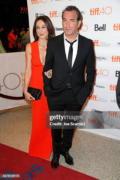 Actors Elsa Zylberstein and Jean Dujardin attend the "Un Plus Une" photo call during the 2015 Toronto International Film Festival at Winter Garden...