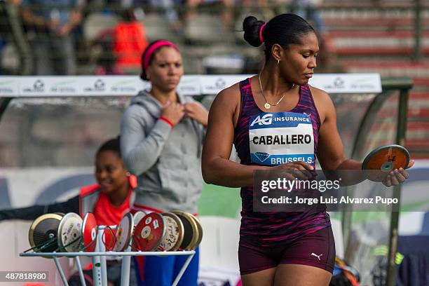 Denia Caballero of Cuba competes in the Women's Discus during the AG Insurance Memorial Van Damme as part of the IAAF Diamond League 2015 in King...