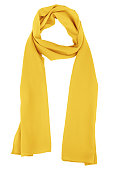 Silk scarf. Yellow silk scarf isolated on white background