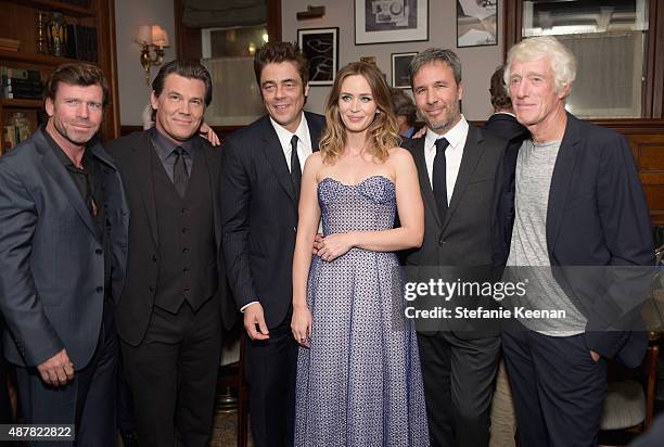 Writer Taylor Sheridan, actors Josh Brolin, Benicio Del Toro, Emily Blunt, director Denis Villeneuve and cinematographer Roger Deakins attend the...