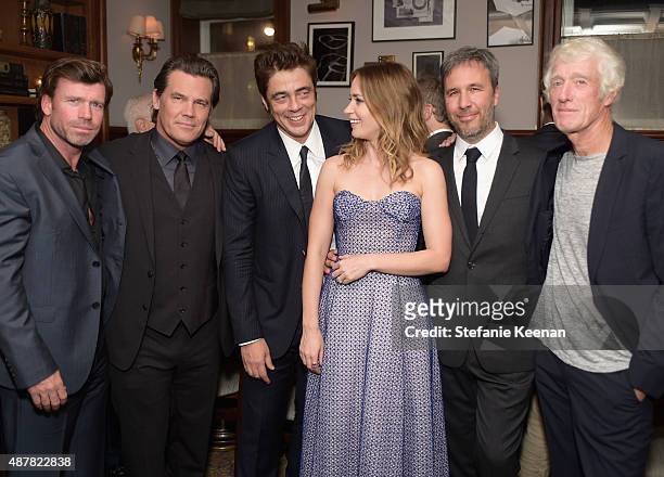 Writer Taylor Sheridan, actors Josh Brolin, Benicio Del Toro, Emily Blunt, director Denis Villeneuve and cinematographer Roger Deakins attend the...