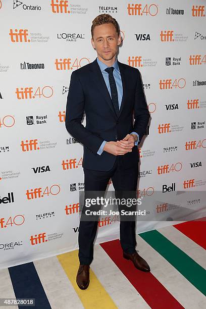 Tom Hiddleston attends the 2015 Toronto International Film Festival - "I Saw The Light" Premiere at Ryerson Theatre on September 11, 2015 in Toronto,...